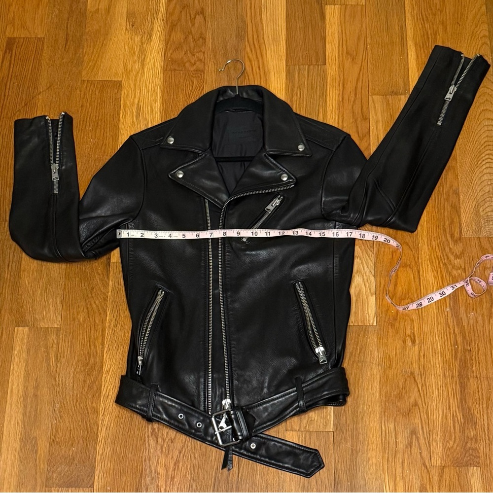 ALL SAINTS Classic Black Leather Motorcycle Jacket - XS - Picture 5 of 7